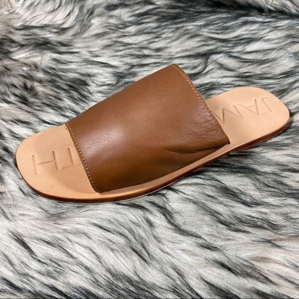 𝅺off Duty Deep Tan Leather Slip on Sandals - Picture 12 of 13